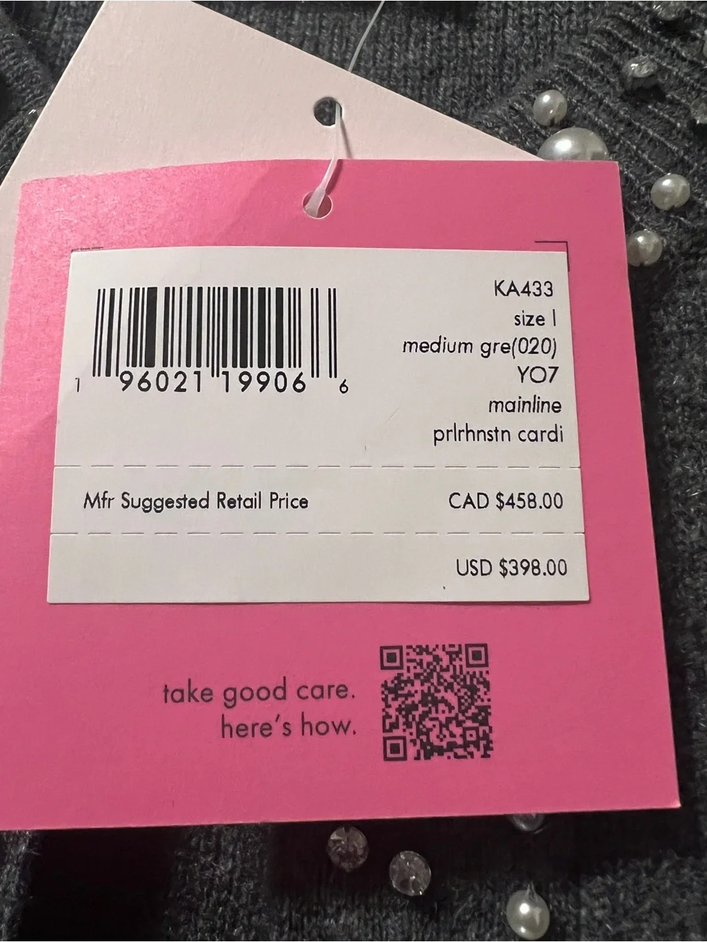 Kate Spade New York Pearl Rhinestone Cardigan Sweater